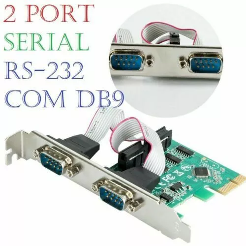 PCI Express Pcie PCI-E 2-Port Serial RS-232 RS232 COM DB9 Card Adapter Converter