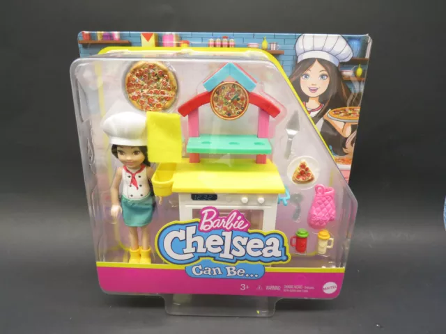 Barbie CHELSEA CAN BE Pizza Chef 6" Asian Doll Hat Oven Mitt Pan 2021