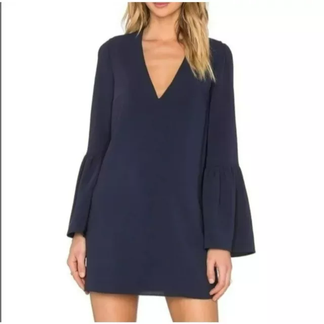 Elizabeth & James Blue Dress Silk Bell Sleeves Designer Revolve Womens Size 4