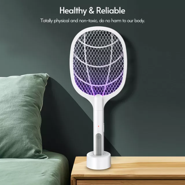 2 In1 Electric Bug Zapper Racket Mosquito Killer Fruit Fly Swatter Zap