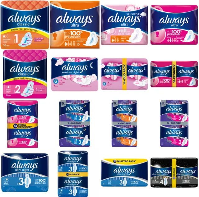 Always Sanitary Pads Classic Ultra Platinum Day and Night Free Shipping