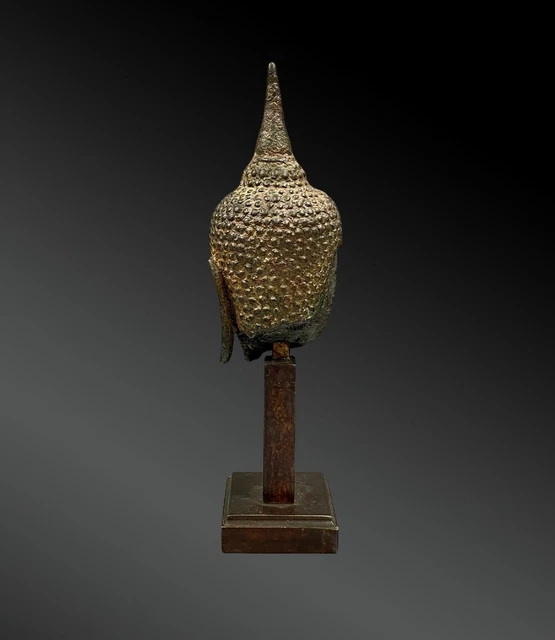 RARE ANTIQUE BRONZE HEAD Of BUDDHA 17 Century 2