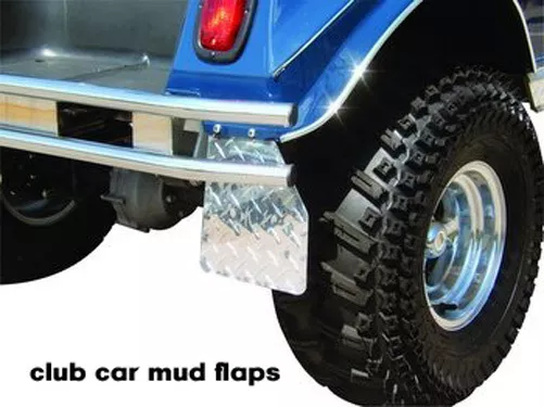 Club Car ds Golf Cart High Polished Aluminum Diamond Plate Mud flaps / guard set