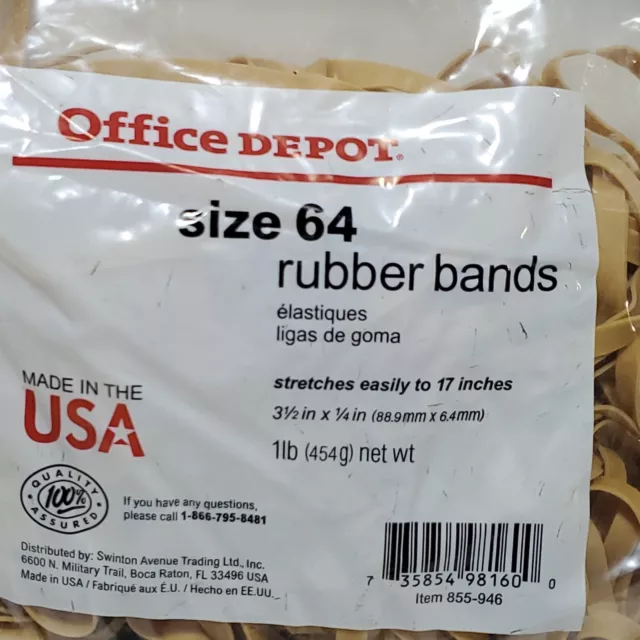 Rubber Bands Size #64 Postal Size 2 Pounds 3.5"x1/4" Lot Bulk Office Depot 2