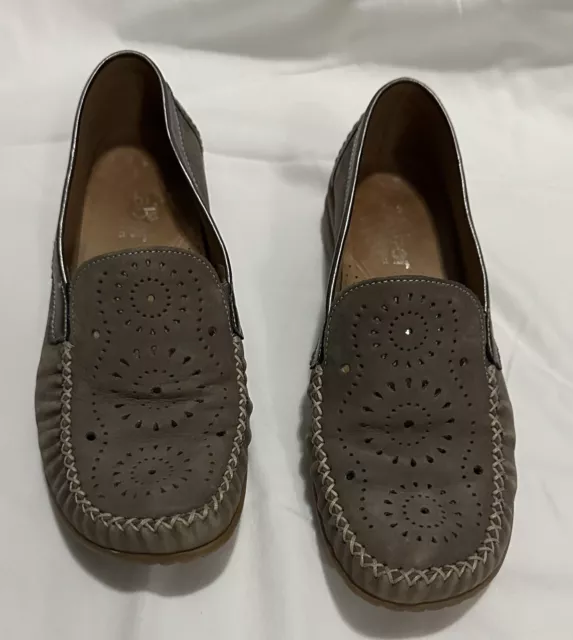 Gabor Loafers Womens Size US 7 Brown Leather Flats Shoes Comfort