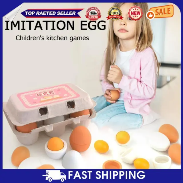 HOT 6pcs Children Wooden Simulation Egg Kitchen Pretend Play Set Kids Educationa