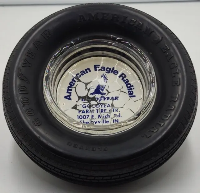 Goodyear American Eagle Radial Tire Advertising Ashtray Shellbyville, In 2