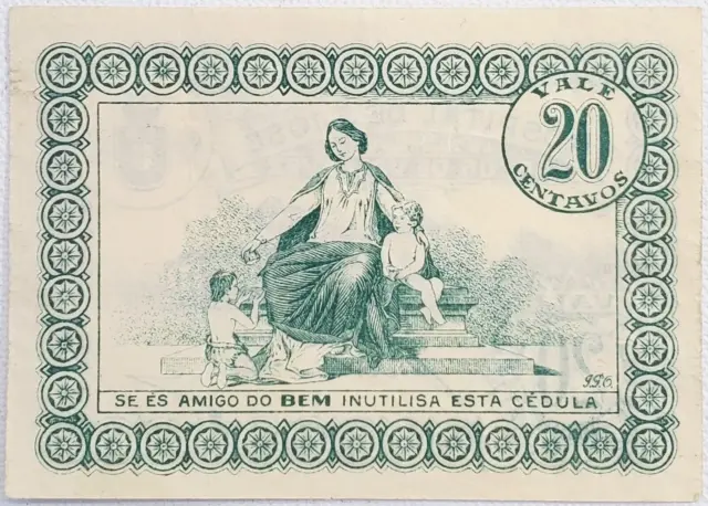 Portugal 20 Centavos 1930 Hospital De S.jose Unc Banknote