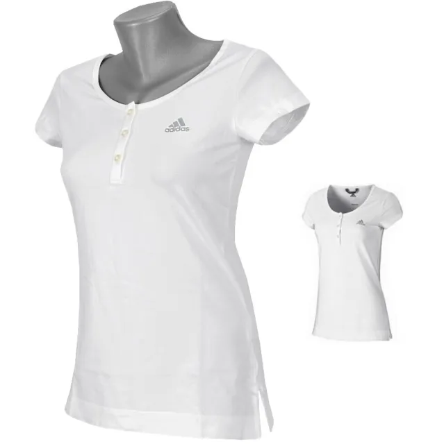 Adidas Essentials Pulsante T-Shirt Elasticizzato Donna Ragazza Camicetta Camicia