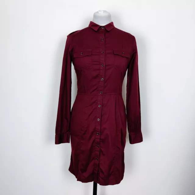 Vintage Thomas Burberry Military Style Epaulette Shirt Dress - Size UK XS / UK 8