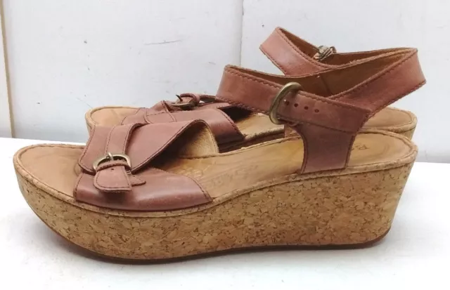 BOC Born Concepts Women's Brown Leather Slingback Cork Wedge Sandals Shoe 11M 43