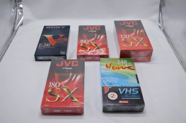 Lot de 6 VHS Vierge cassettes vidéo enregistrables magnétoscope JVC Sony auchan