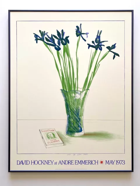 David Hockney Rare Vintage 1973 Lithograph Print Framed Iconic Exhibition Poster