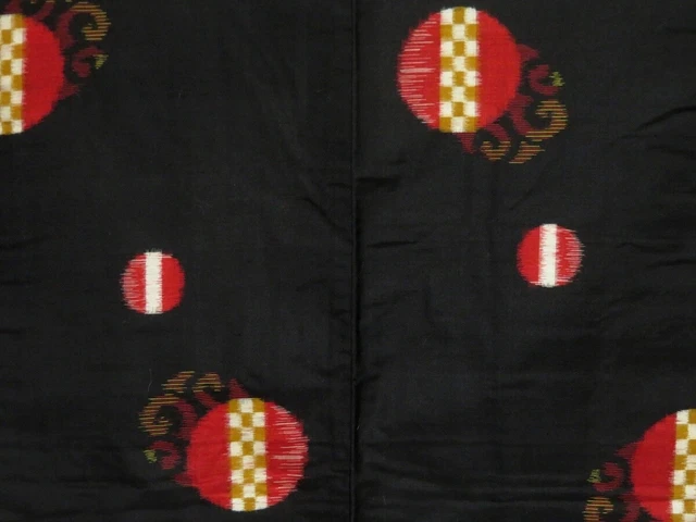 0411N10z430 Vintage Japanese Kimono Silk MEISEN HAORI Black 3