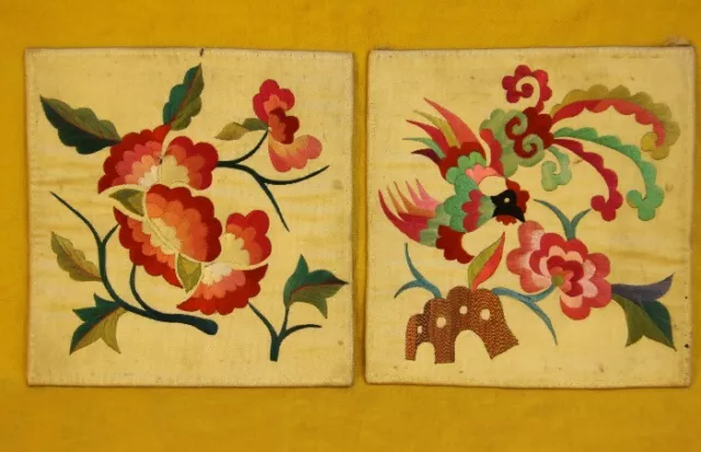 Chinese old hand embroidery pair pillow covers