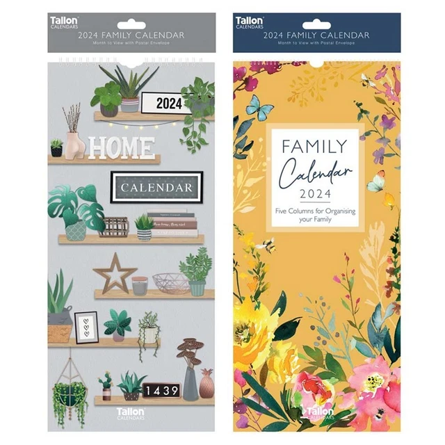 2024 FAMILY ORGANISER 5Columns Calendar Planner Month to View Long Wall