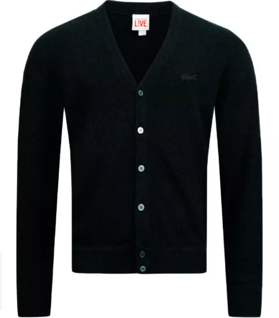 LACOSTE LIVE RARE Cardigan homme boutonné à col V -noir bitume - M -  cachemire EUR 121,00 - PicClick FR