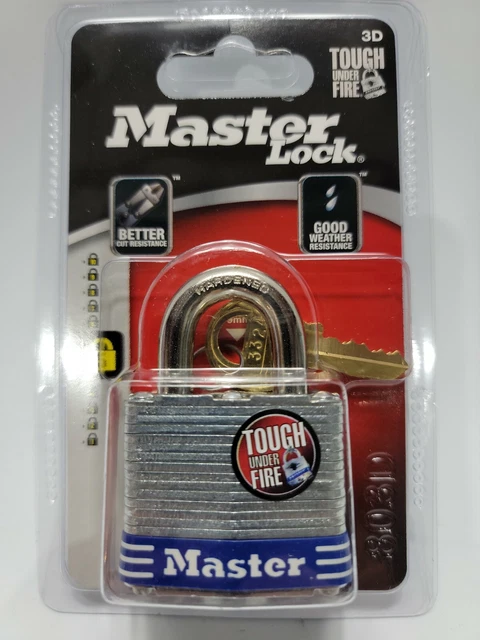 Master Lock 3D Four-Pin Tumbler Lock Laminated Steel Body 1 9/16-Inch Wide 2 Key