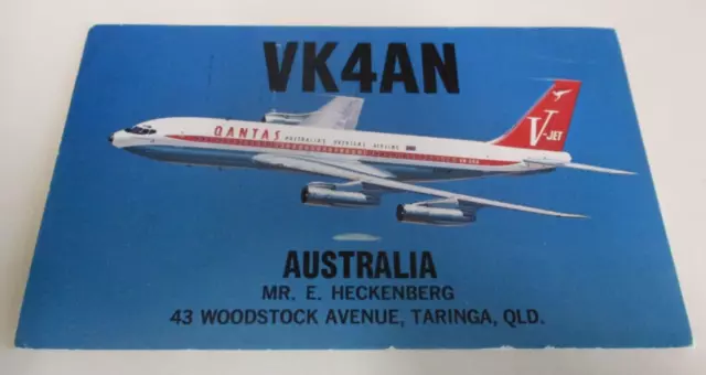 Amateur Radio - QSL Card - Australia - Qantas Airways - Boeing 707 V-Jet - 1974