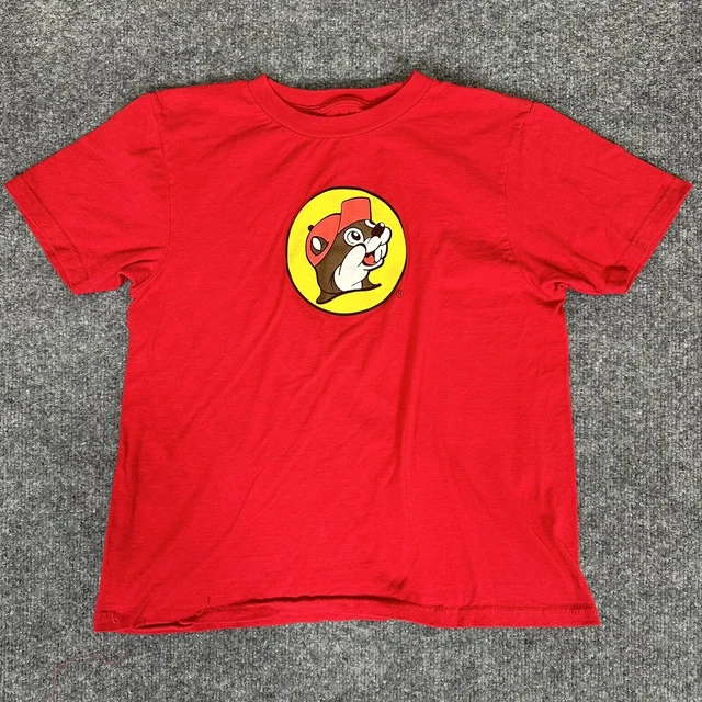 BUC-EES T SHIRT Boys Youth Large Red Bucky The Beaver Bucees Short