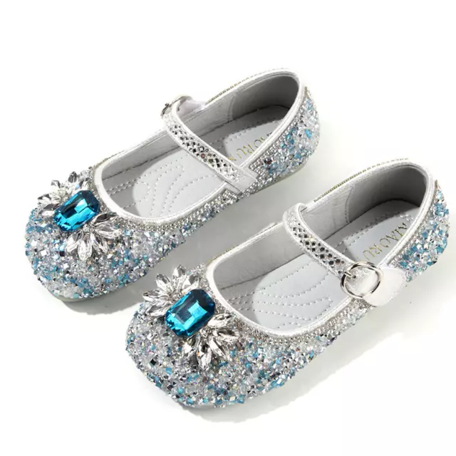 Zapatos planos Frozen Princesa Cosplay Elsa Anna niños niñas estrás fiesta lentejuelas