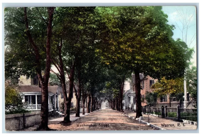 Warren Rhode Island RI Postcard Washington Street Residence Section Scene 1911