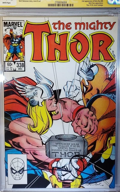 Walt Simonson Signed Thor 338 (1984)-Cgc Ss 9.6-2Nd App. Beta Ray Bill! 2