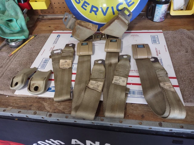 1965 -1970 Chevelle Impala Gto Seat Belts 1967 Code + Boots Retractors Lap Gold 1965 -1970 Chevelle Impala Gto Seat Belts 1967 Code + Boots Retractors Lap Gold