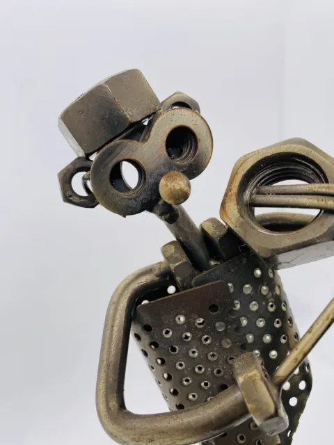 Scrap Metal Folk Art Sculpture Heart Shaped Auto Parts & Tools Hand Welded  8.75”