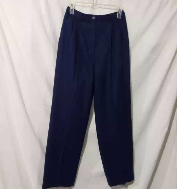 Vtg Pendleton  Navy Blue 100% Pure New Wool Lined Dress Career Pants USA Made 8