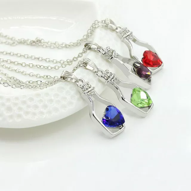 Women Heart Crystal Rhinestone 925 Silver Chain Pendant Necklace Christmas Gifts