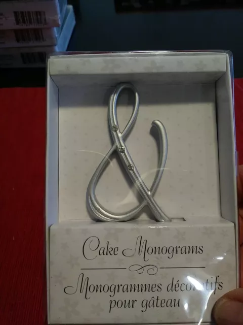 Cake Monogram Ampersand, Silver With Stones, 2.5" Tall