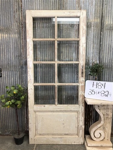 Antique French Single Door (35x82) 8 Pane Glass European Door H84