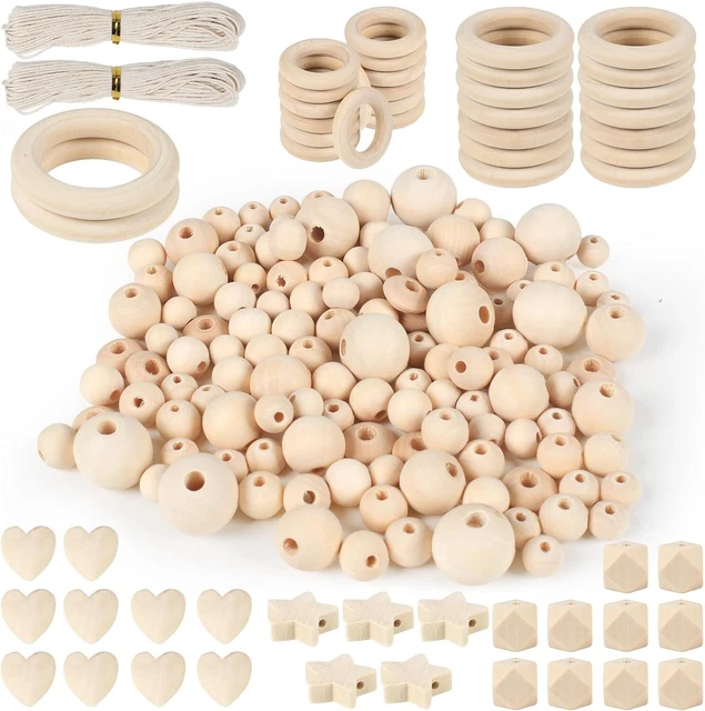 HASUDEI 204PCS Set di Perline Legno e Anello in Legno...