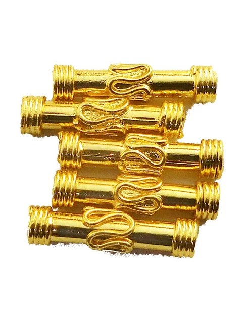 5 Pcs 22X6mm Bali Tube Bead 18k Gold Plated Jewelry Making Tube 714