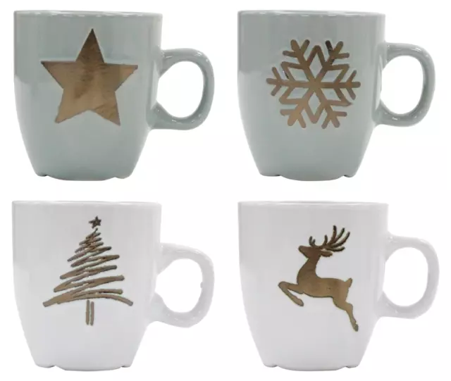 Navidad Diseño Tazas - 2 Paquete Festivo Té Café Cerámica Set Regalo