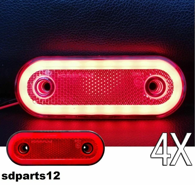 4 Feux De Gabarit LED 12-24V Blanc/Rouge - Pour Camion, Caravane, Remorque - Neufs