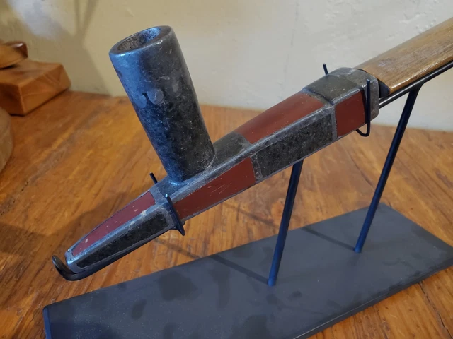 Antique 19c. Native American Indian Plains catlinite lead inlay  pipe 1860s