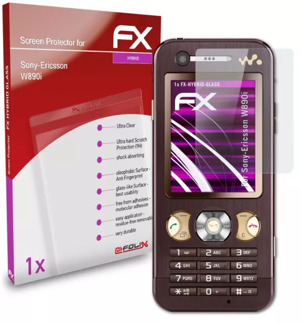 atFoliX Verre film protecteur pour Sony-Ericsson W890i 9H Hybride-Verre