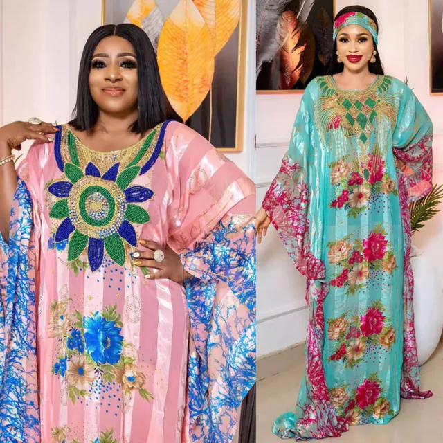 Dubai African Dashiki Women Muslim Abaya Maxi Dress Moroccan Kaftan Robe Gown