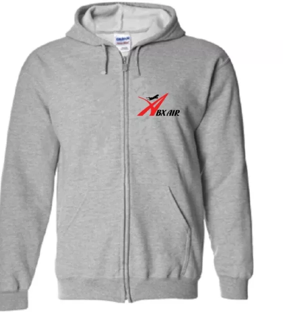 ABX AIr Retro Airline Logo US Travel Full Zip Hoodie Hooded Sweatshirt
