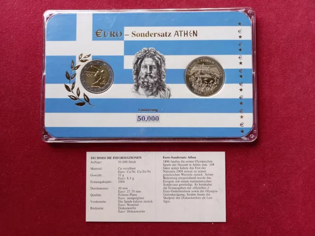 Griechenland Euro Sondersatz Athen Olympische Spiele 2004 m. Medaille im Blister