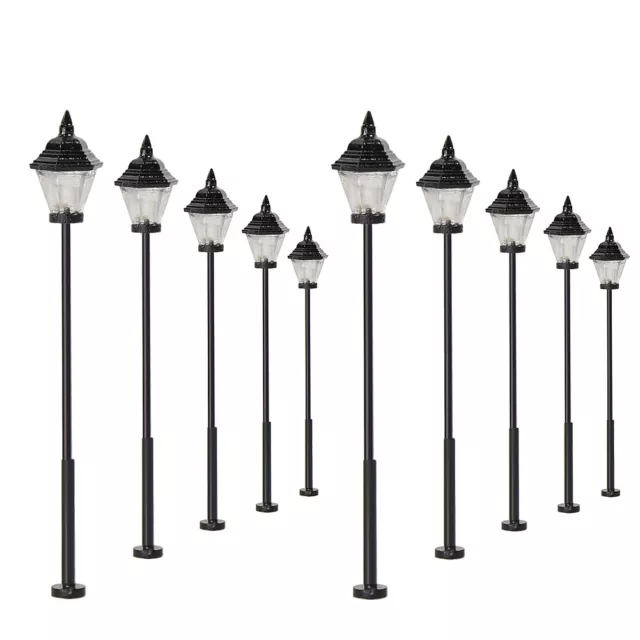 10pcs Model Railway LED HO Scale Lamps 1:87 Street Lights 2.24inch Warm White 2