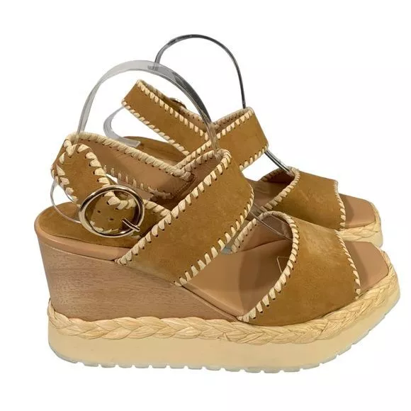 PALOMA BARCELO Womens Wedge Sandals Size 41 Topstitch Espadrille Platform NEW
