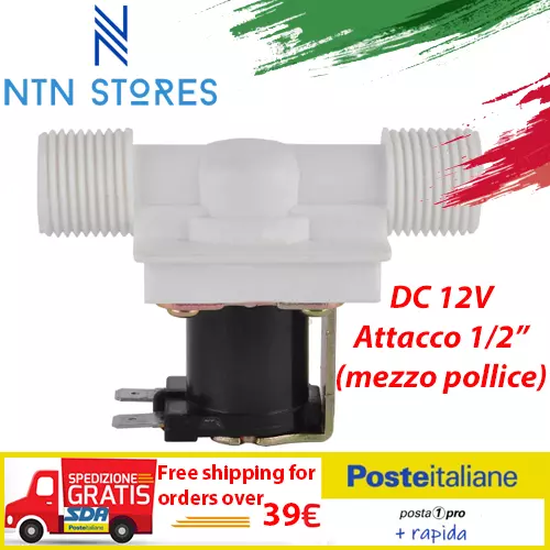 Elettrovalvola 12V attacco 1/2" pollice solenoide