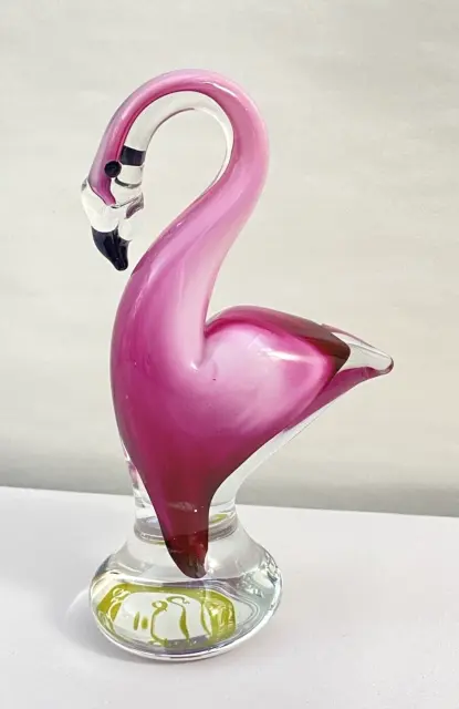 Vintage Flamingo Figurine Hand Blown Glass Dynasty Gallery Collection