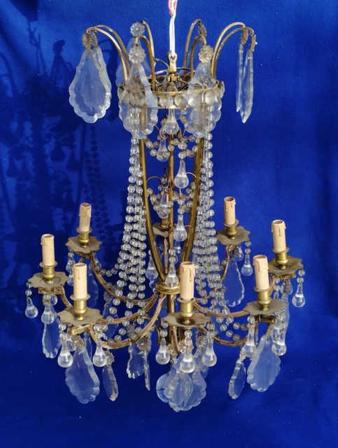 1 Pampille pour Lustre XIX - XX siècle et 1 octogon de 2 cm de large