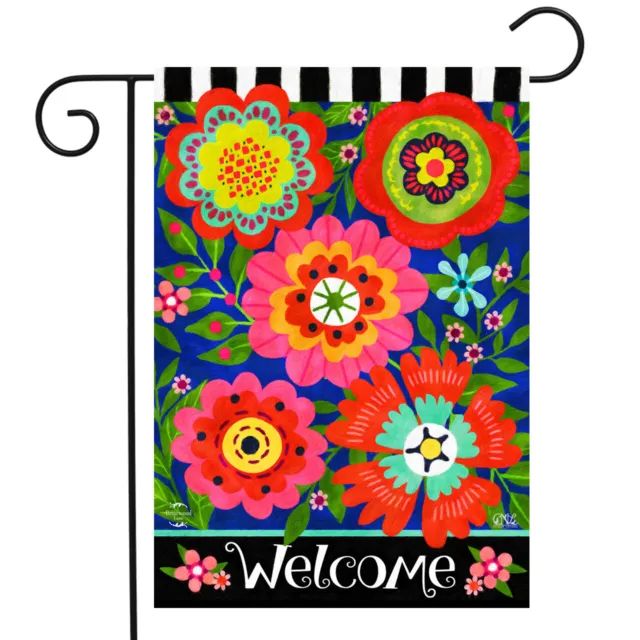 Bright Blooms Spring Garden Flag Floral Primitive 12.5" x 18" Briarwood Lane