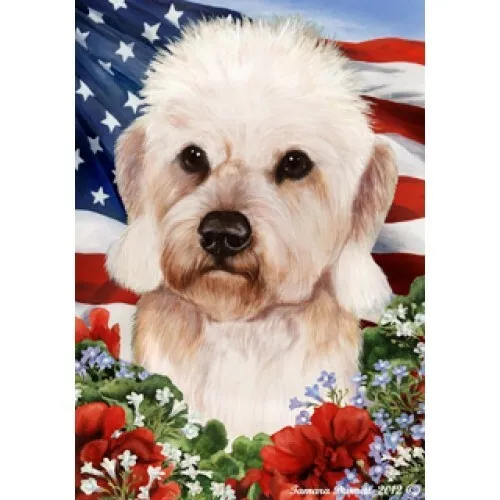 Patriotic (1) House Flag - Mustard Dandie Dinmont Terrier 16210