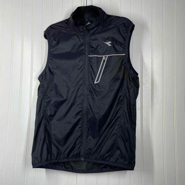Diadora Men's Black Sleeveless Full Zip Athletic Activewear Vest Size Medium